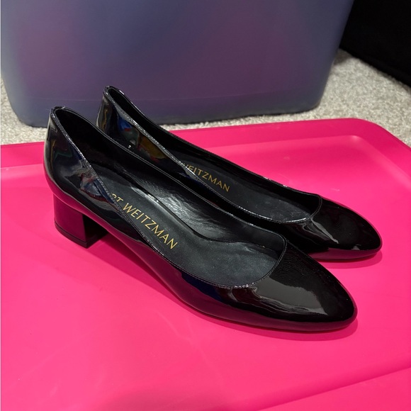 Stuart Weitzman Shoes - Stuart Weitzman Women's Vivienne 35 Pump Black Patent Leather Heel Size 9.5